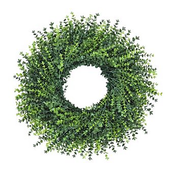 24 in Boxwood Wreath Adjustable Full Greenery Front Door Decor Handmade Plastic Grapevine Base