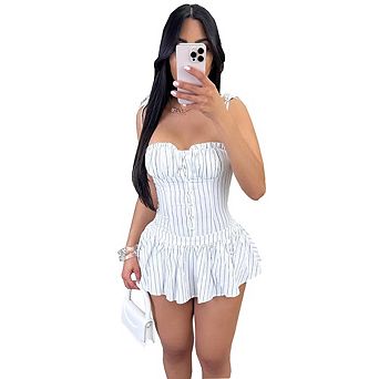 Women's Strapless Corset Tube Top Mini Dress Going Out Night Out Club Party Outfit