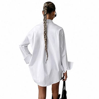 Women's Button Down Shirts Long Sleeve Blouses Oversized Collared Casual Work Dressy Tops