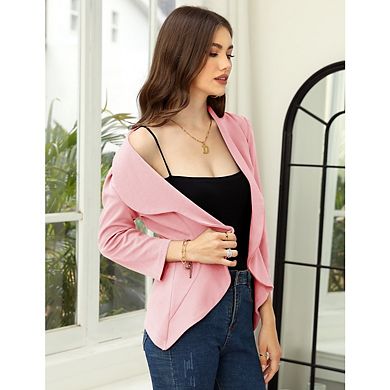 Women's long-sleeved classic draped puff sleeve irregular cardigan top