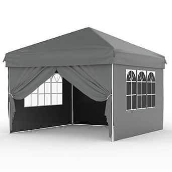 10x10Pop Up Canopy Gazebo,4 Removable Window Sidewalls,Portable Outdoor Shelter,Carry Bag,Guy Lines