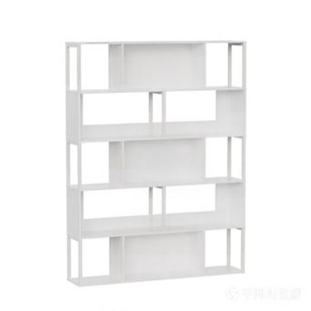 5 tier Geometric Bookshelf, Black Metal Sunset Cloud Narrow Display Shelf with Anti-Tip for Living
