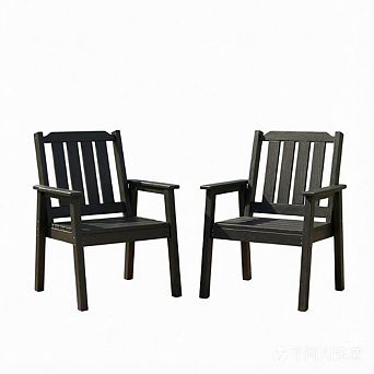 Set of 2 HDPE Patio Dining Armchairs, Weatherproof 650LB Heavy Duty Outdoor Chairs for Poolside