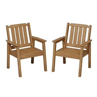 Set of 2 HDPE Patio Dining Armchairs, Weatherproof 650LB Heavy Duty Outdoor Chairs for Poolside
