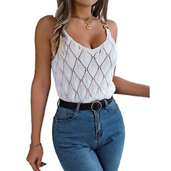 Women Sweater Tank Tops Sleeveless V Neck Knit Vest Top Camisole Summer Outfits