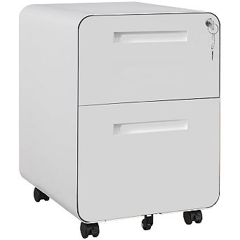 2 Drawer Under Desk Metal Rolling Filing Cabinets for Home Office Letters/Legal/A4, Fully Assembled