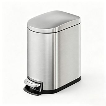 Slim Step-On Trash Can 1.6 Gallon - Stainless Steel