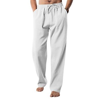 Men's Lightweight Pants Casual Summer Beach Pants Loose Fit Elastic Waist Drawstring Yoga Trousers