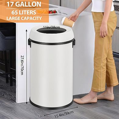 17 Gallon/65L Stainless Steel Kitchen Trash Can, Open Top Garbage Bin