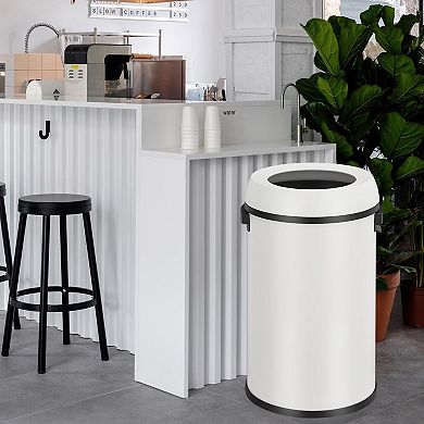 17 Gallon/65L Stainless Steel Kitchen Trash Can, Open Top Garbage Bin
