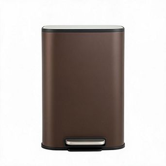 3.2 Gallon Garbage Can with Lid, Stainless Steel Rectangular Rectangular Step-on Waste Bin