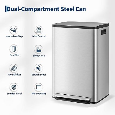 Large 13 Gallon Kitchen Trash Can, Soft Close Slim Lid, Modern and Durable Waste Container for Home