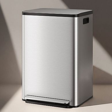 Large 13 Gallon Kitchen Trash Can, Soft Close Slim Lid, Modern and Durable Waste Container for Home