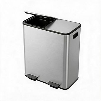 Dual Compartment Kitchen Garbage Bin with Foot Pedal