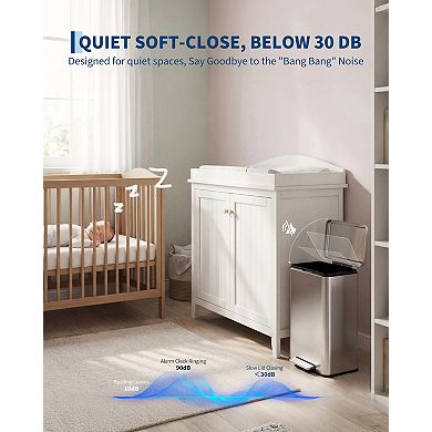 12 Gallon/45L Stainless Steel, Rectangular Step Bin