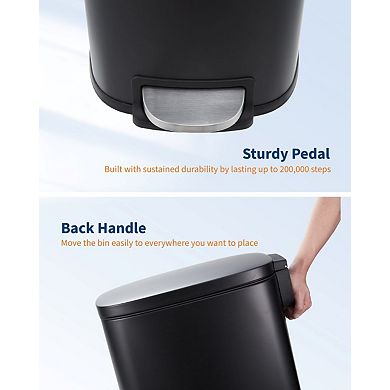 13 Gallon Slim Stainless Steel Kitchen Trash Can with Lid, Space-Saving for Kitchen,Bathroom