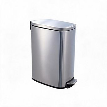 13 Gallon Slim Stainless Steel Kitchen Trash Can with Lid, Space-Saving for Kitchen,Bathroom