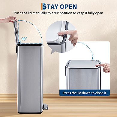 Kitchen Trash Can with Soft Close Lid and Foot Pedal,40 Liter / 10.6 gal