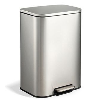 Fingerprint-Proof Stainless Steel Indoor Trash Can with Soft-Close Lid and Foot Pedal