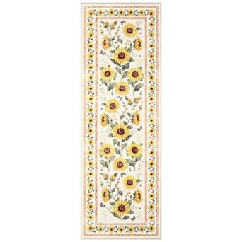 Sunflowers Farmhouse Area Rugs, Washable Country Nursery Boho Botanical Non Slip Runners Carpet