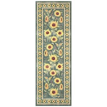 Sunflowers Farmhouse Area Rugs, Washable Country Nursery Boho Botanical Non Slip Runners Carpet