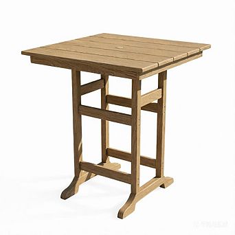 All Weather HDPE Bar Height Adirondack Table, 31.5" Square Patio Bistro Table with Umbrella Hole
