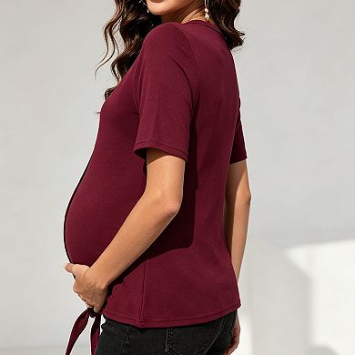 Maternity Blouse for Women Button Down Long Sleeve Work Shirt Office Top