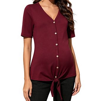Maternity Blouse for Women Button Down Long Sleeve Work Shirt Office Top
