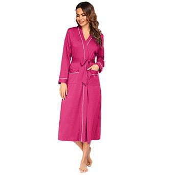 Ekouaer Womens Kimono Robes Full Length Knit Bathrobe Sleepwear V neck Casual Ladies Loungewear
