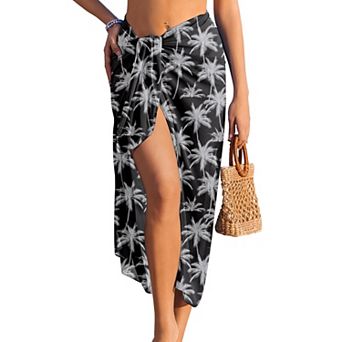 Ekouaer Women Sarong Swimsuit Coverups Chiffon Long Bikini Wraps Sheer Beach Bathing Suit Cover Up
