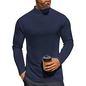 Ekouaer Mens Mock Turtleneck Long Sleeve Turtle Neck Tops Undershirt Thermal Sweater Shirts