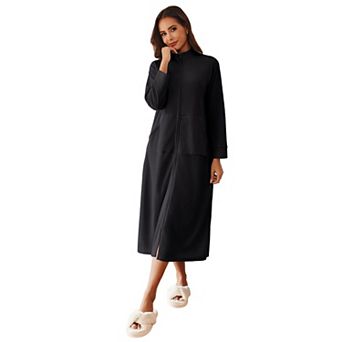 Ekouaer Womens Zipper Robe Long Sleeves House Coat Bathrobe Sleepwear Housecoat Loungewear