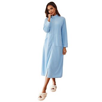 Ekouaer Womens Zipper Robe Long Sleeves House Coat Bathrobe Sleepwear Housecoat Loungewear