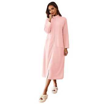 Ekouaer Womens Zipper Robe Long Sleeves House Coat Bathrobe Sleepwear Housecoat Loungewear