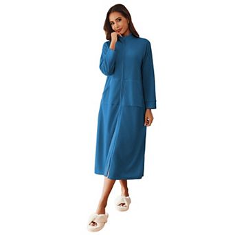 Ekouaer Womens Zipper Robe Long Sleeves House Coat Bathrobe Sleepwear Housecoat Loungewear
