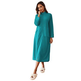 Ekouaer Womens Zipper Robe Long Sleeves House Coat Bathrobe Sleepwear Housecoat Loungewear