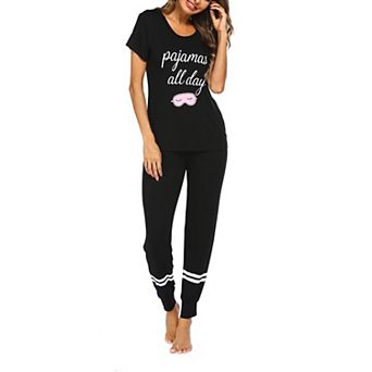 Ekouaer Womens Pajamas Set 2 pc Lounge Pj Set Short Sleeve Sleepwear Tops with Joggers