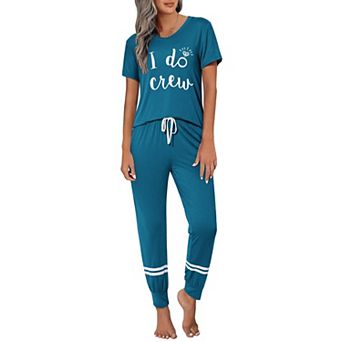 Ekouaer Womens Pajamas Set 2 pc Lounge Pj Set Short Sleeve Sleepwear Tops with Joggers