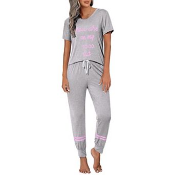 Ekouaer Womens Pajamas Set 2 pc Lounge Pj Set Short Sleeve Sleepwear Tops with Joggers