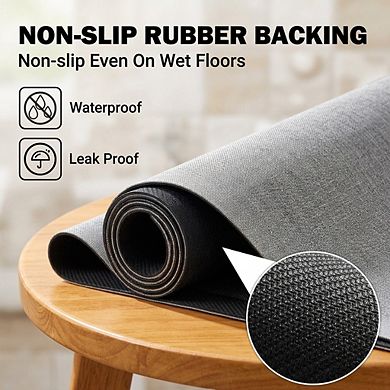 Non Slip Bath Mat Rubber Backing Ultra Thin Quick Dry Super Absorbent Washable Multi Use