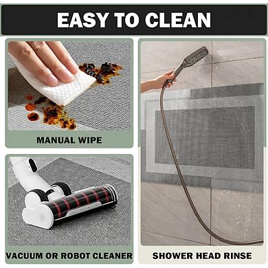Non Slip Bath Mat Rubber Backing Ultra Thin Quick Dry Super Absorbent Washable Multi Use