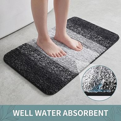 Microfiber Bathroom Rug Shaggy Soft Absorbent Non Slip Thick Plush Machine Washable Dry Mat