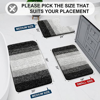 Microfiber Bathroom Rug Shaggy Soft Absorbent Non Slip Thick Plush Machine Washable Dry Mat