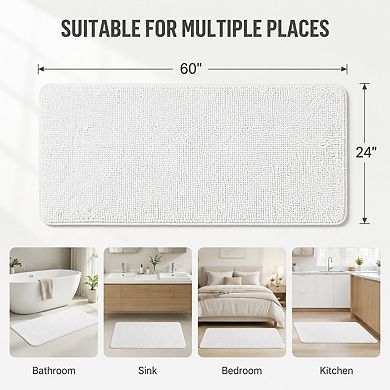 Soft Plush Microfiber Bath Mat Non Slip Absorbent Washable