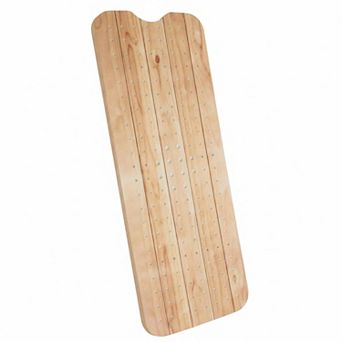 PVC Large Non-Slip Bath Mat 40x16 Inch Suction Cups Drain Holes Wood Print Extra Long Bathroom Tub