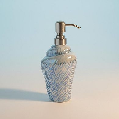 Ceramic Conch Sea Shell 4-Piece Bathroom Set: Toothbrush Holder, Gargle Cup, Soap Dish, Dispenser