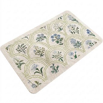 Spring Floral Bathroom Rug Ultra Soft Microfiber Low Pile Anti Slip Machine Washable