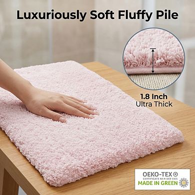 Non Slip Super Absorbent Bath Mat Thick Soft Microfiber Plush Washable