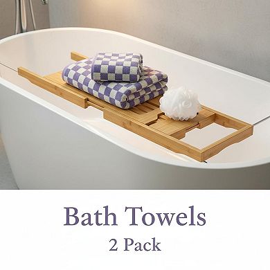 Shower Towels 2 Pack Quick Dry Soft Absorbent Cotton 520 GSM Checkered Bath Towel Sets