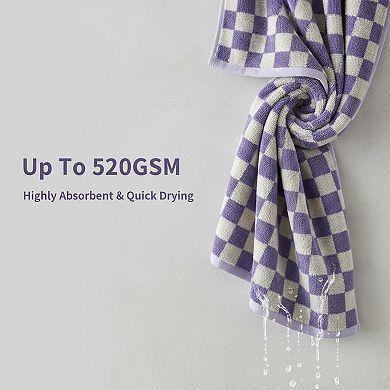 Shower Towels 2 Pack Quick Dry Soft Absorbent Cotton 520 GSM Checkered Bath Towel Sets
